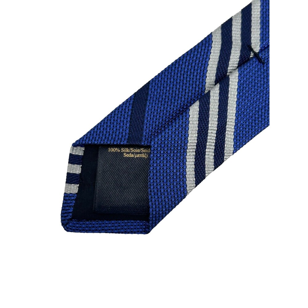 Brooks Brothers Men’s 100% Silk Tie Blue Navy Silver Stripe Made in NY 58.5 x 3. - Picture 6 of 6